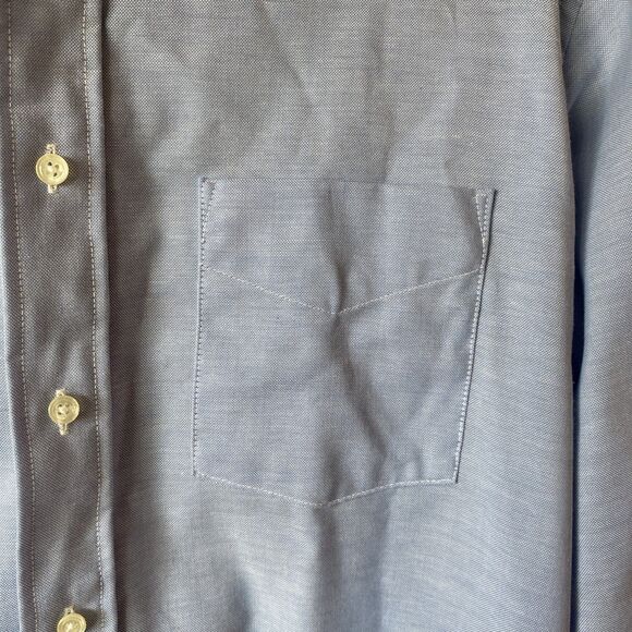 Stafford Size 16-35 Blue Long Sleeve Button Down Shirt Men's - Picture 4 of 9